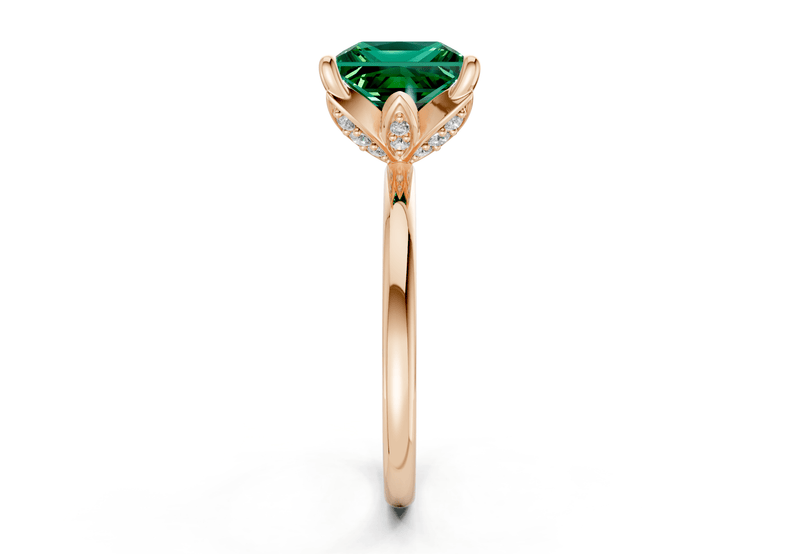 Skye Emerald Gemstone Solitaire Princess Cut 1.8mm Engagement Ring - Ring Premier