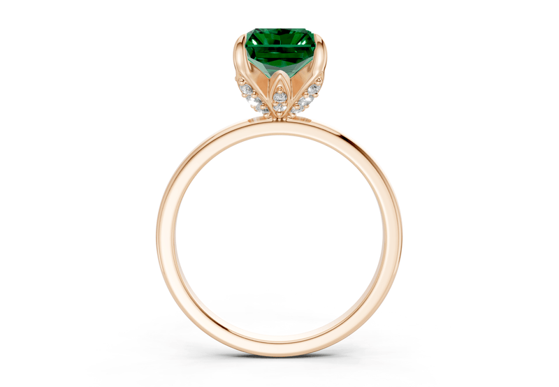 Skye Emerald Gemstone Solitaire Radiant Cut 1.8mm Engagement Ring - Ring Premier