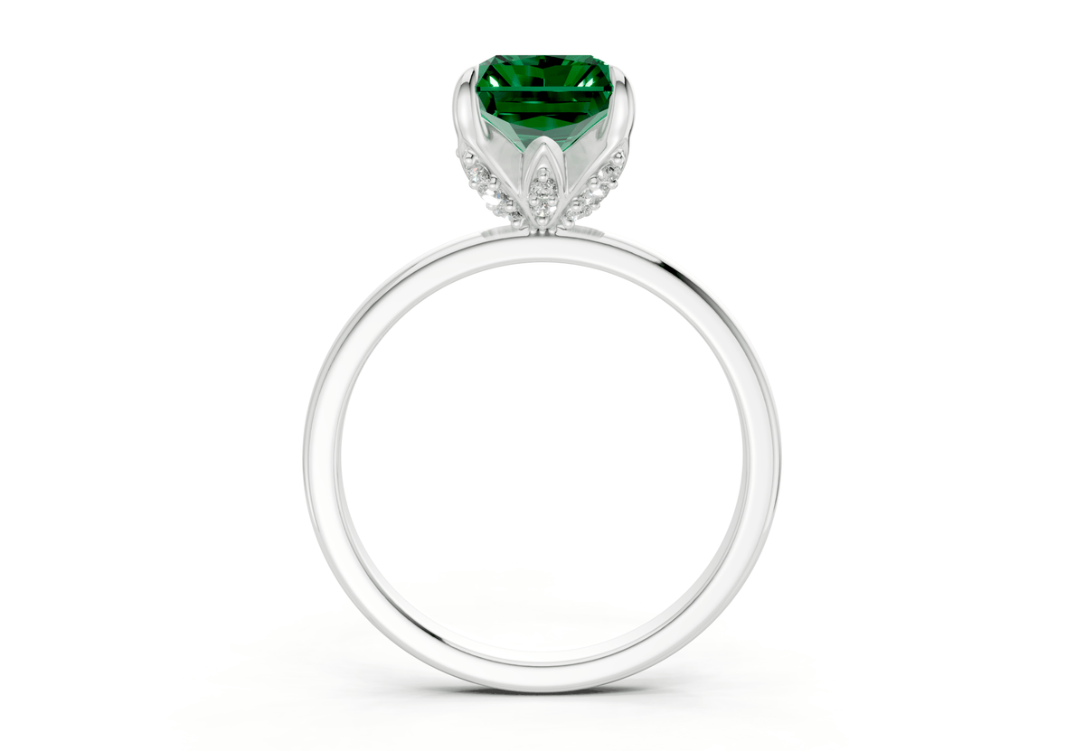 Skye Emerald Gemstone Solitaire Radiant Cut 1.8mm Engagement Ring