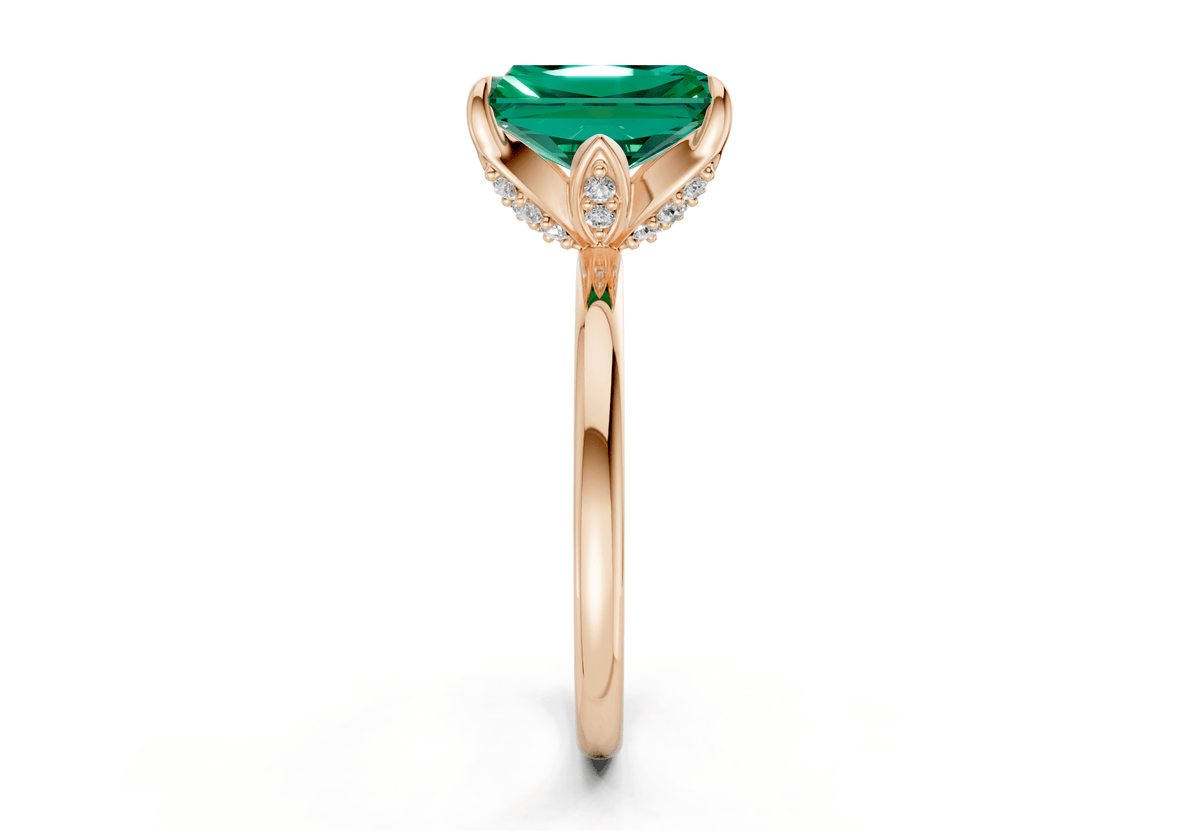 Skye Emerald Gemstone Solitaire Radiant Cut 1.8mm Engagement Ring