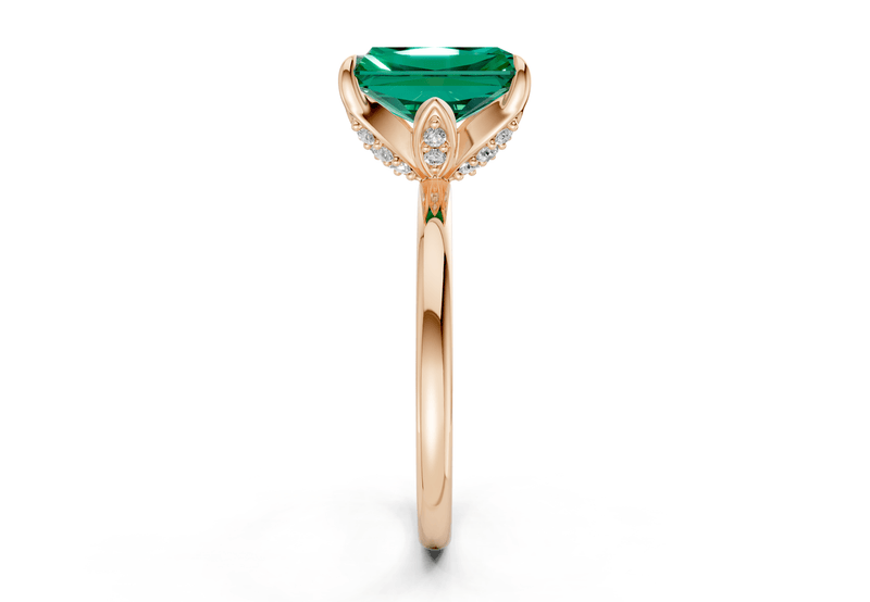 Skye Emerald Gemstone Solitaire Radiant Cut 1.8mm Engagement Ring - Ring Premier