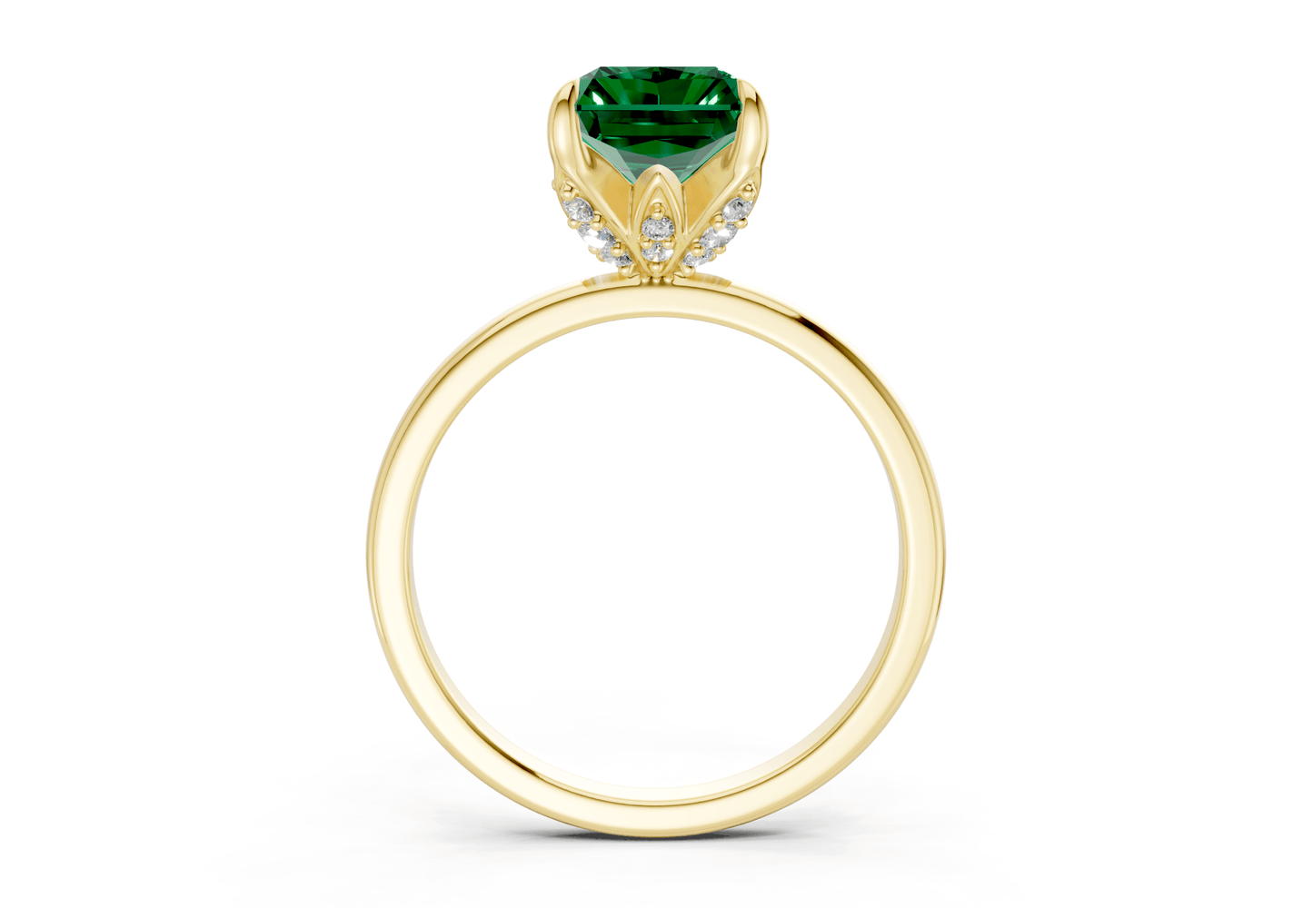 Skye Emerald Gemstone Solitaire Radiant Cut 1.8mm Engagement Ring - Ring Premier