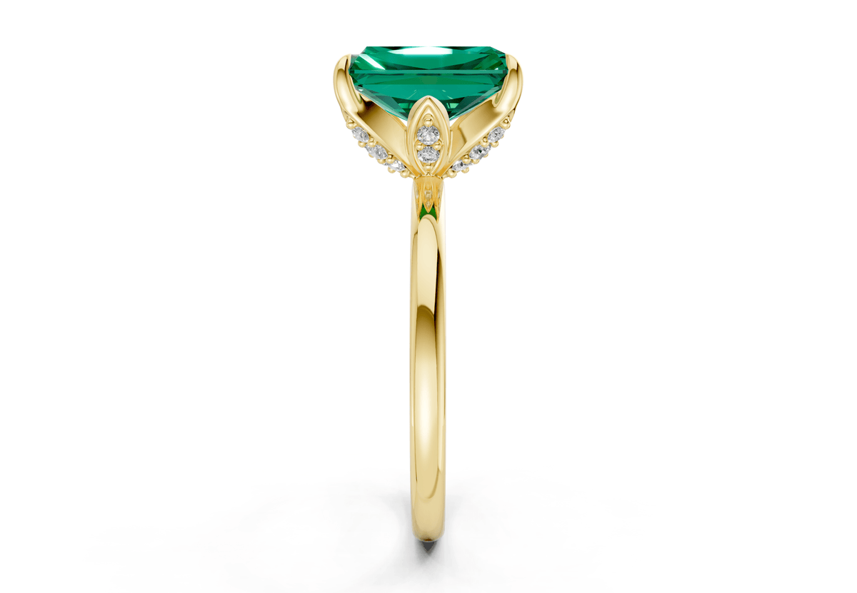 Skye Emerald Gemstone Solitaire Radiant Cut 1.8mm Engagement Ring