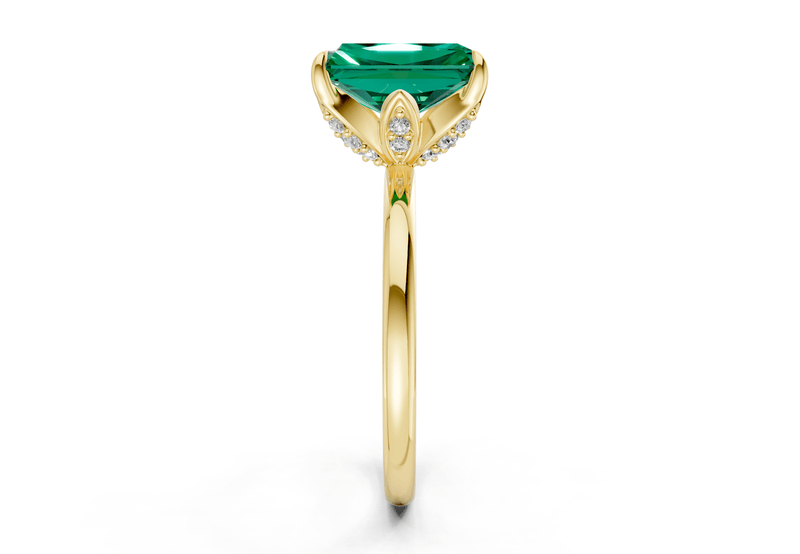 Skye Emerald Gemstone Solitaire Radiant Cut 1.8mm Engagement Ring - Ring Premier