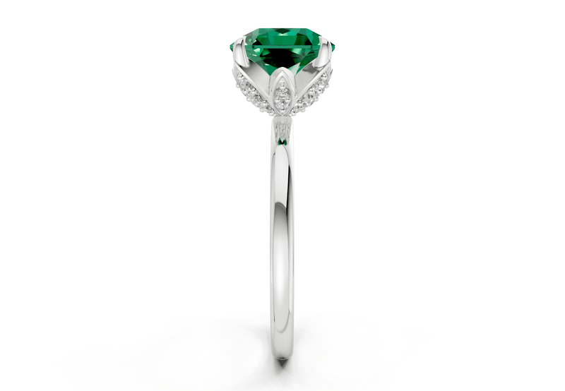 Skye Emerald Gemstone Solitaire Radiant Squareuare Cut 1.8mm Engagement Ring - Ring Premier