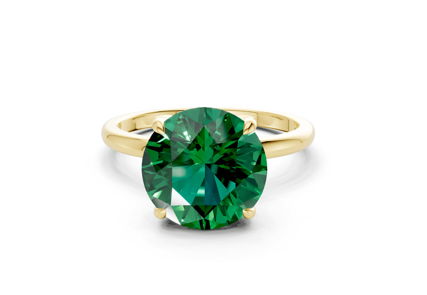 Skye Emerald Gemstone Solitaire Round Cut 1.8mm Engagement Ring - Ring Premier