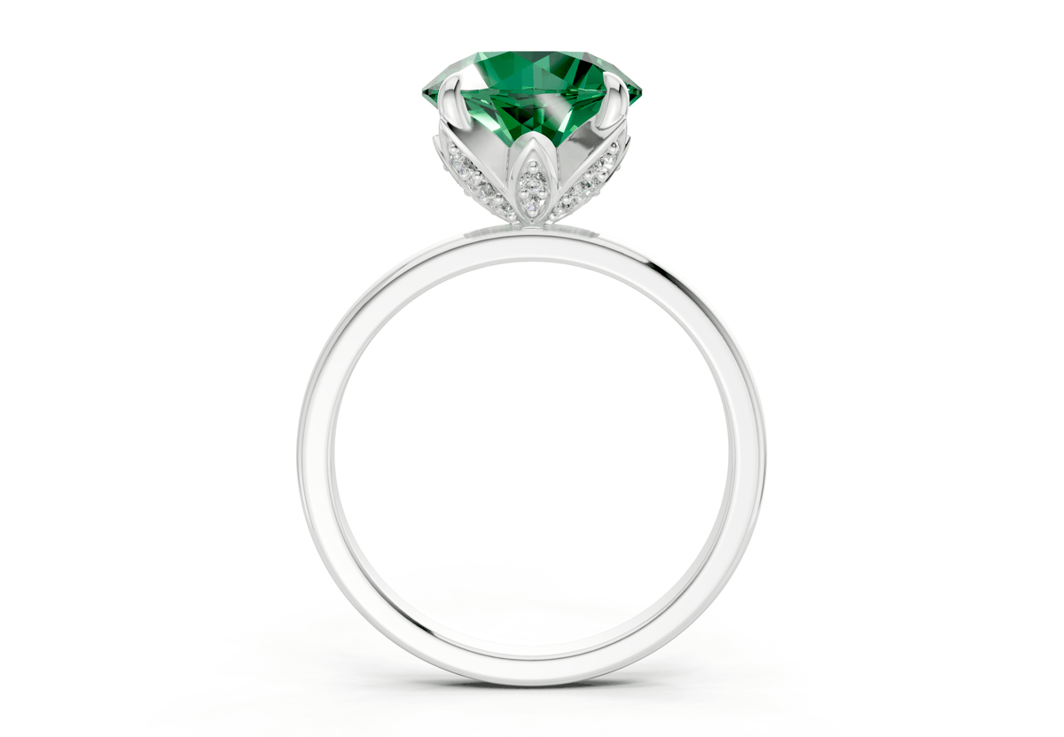 Skye Emerald Gemstone Solitaire Round Cut 1.8mm Engagement Ring