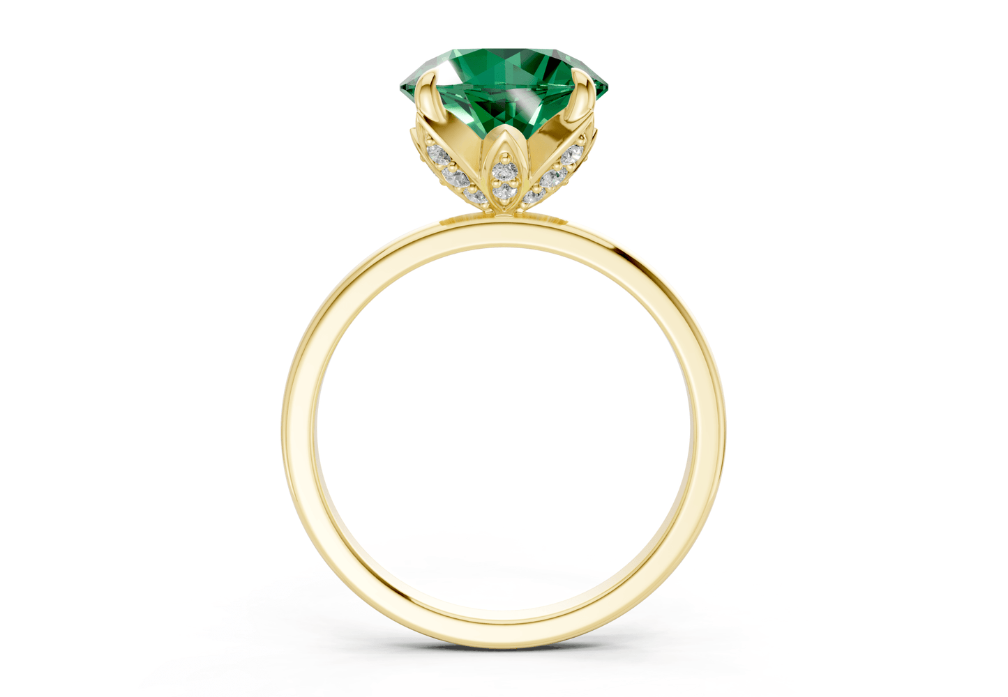 Skye Emerald Gemstone Solitaire Round Cut 1.8mm Engagement Ring - Ring Premier
