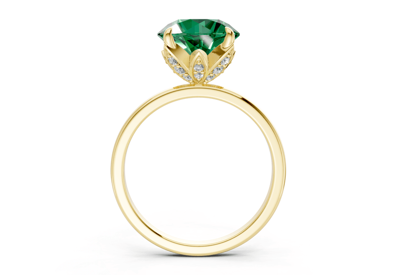 Skye Emerald Gemstone Solitaire Round Cut 1.8mm Engagement Ring