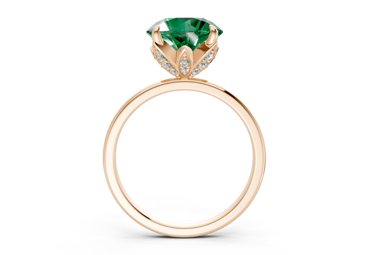 Skye Emerald Gemstone Solitaire Round Cut 1.8mm Engagement Ring