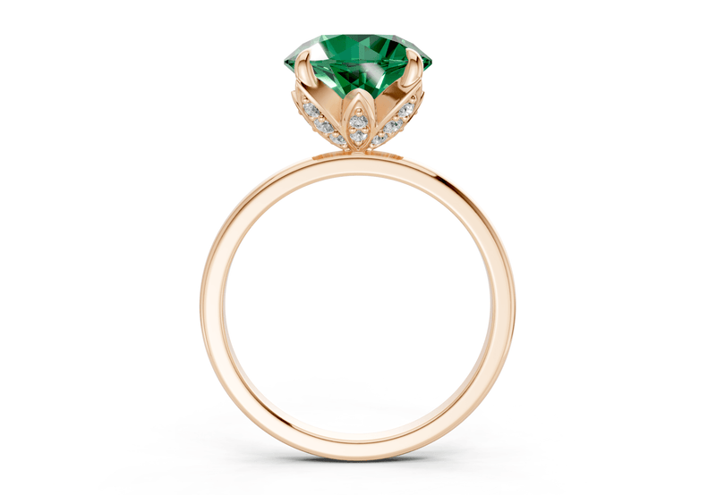 Skye Emerald Gemstone Solitaire Round Cut 1.8mm Engagement Ring - Ring Premier