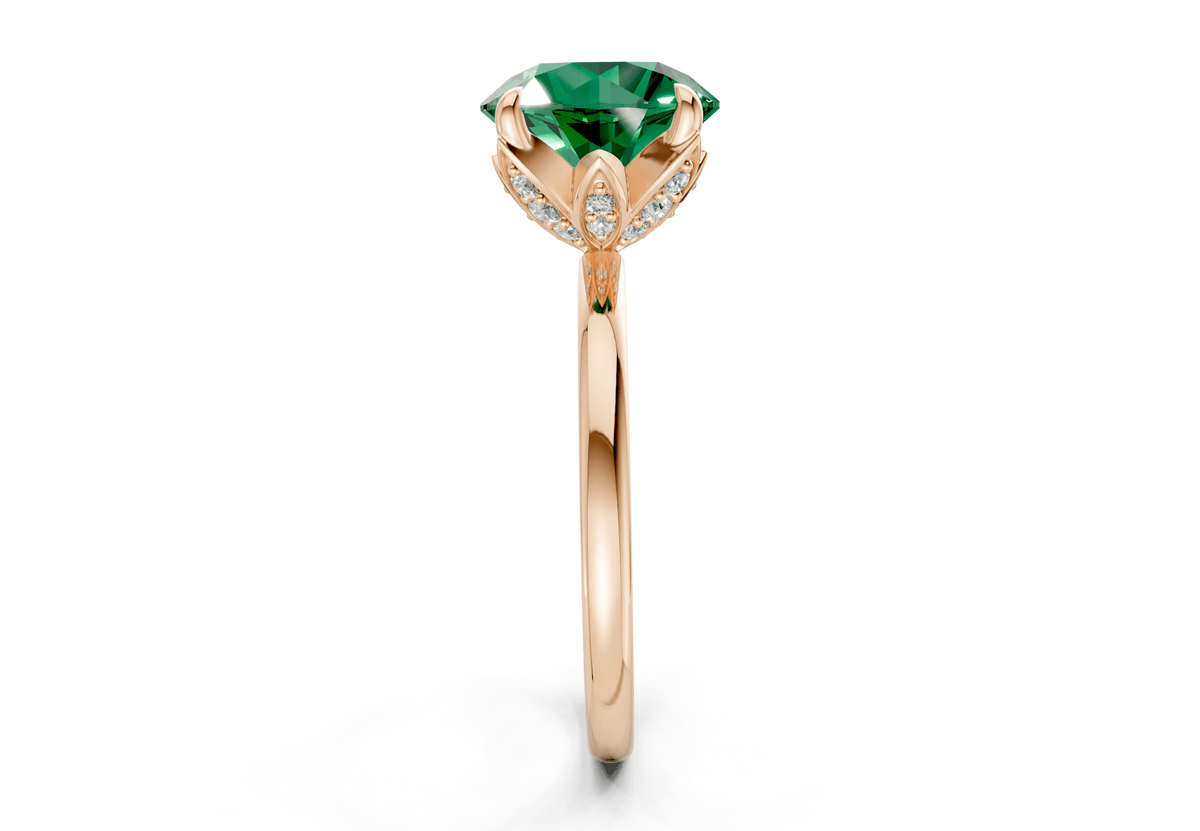 Skye Emerald Gemstone Solitaire Round Cut 1.8mm Engagement Ring