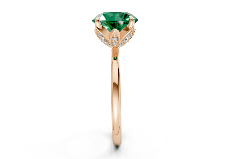 Skye Emerald Gemstone Solitaire Round Cut 1.8mm Engagement Ring - Ring Premier