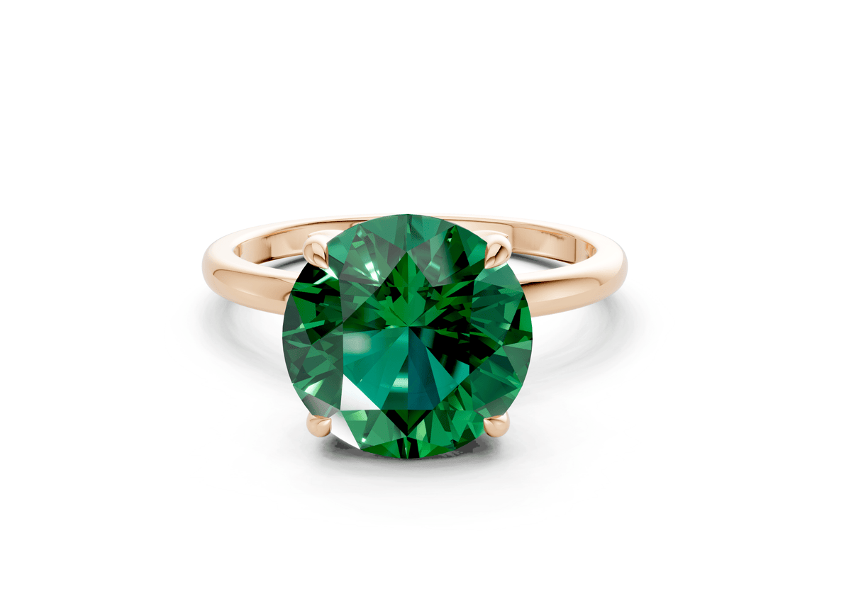 Skye Emerald Gemstone Solitaire Round Cut 1.8mm Engagement Ring