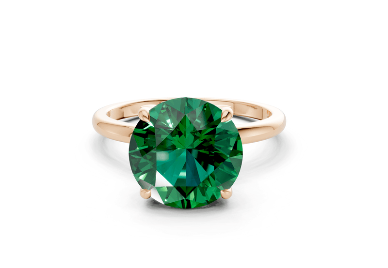 Skye Emerald Gemstone Solitaire Round Cut 1.8mm Engagement Ring - Ring Premier