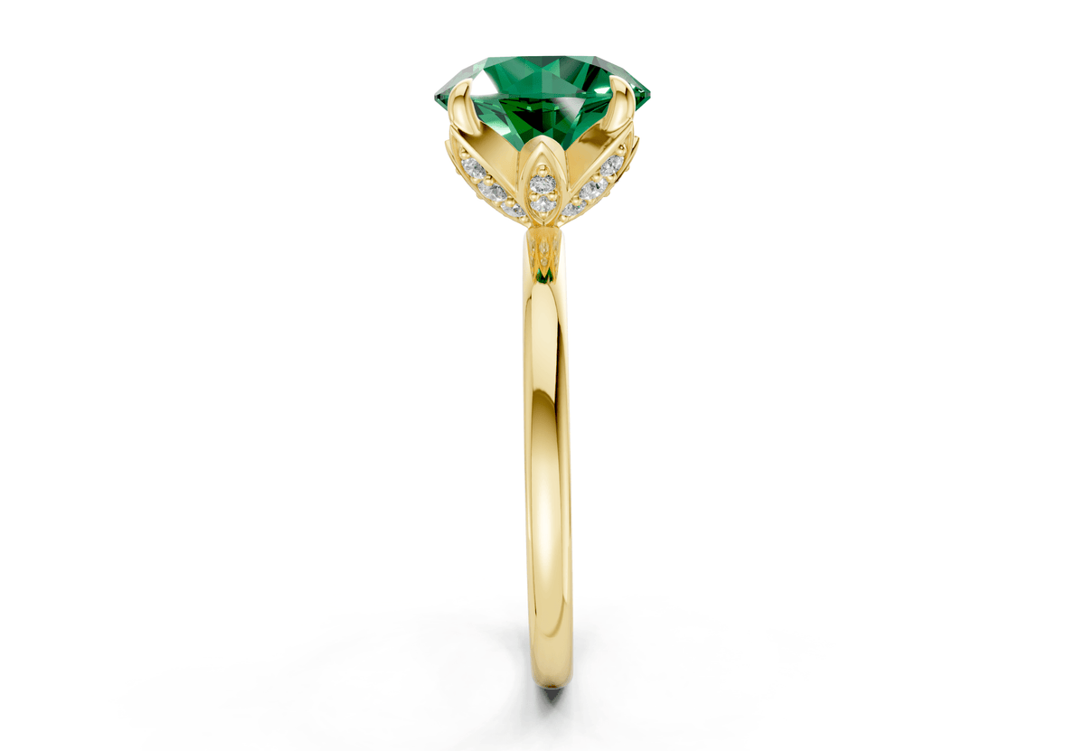 Skye Emerald Gemstone Solitaire Round Cut 1.8mm Engagement Ring