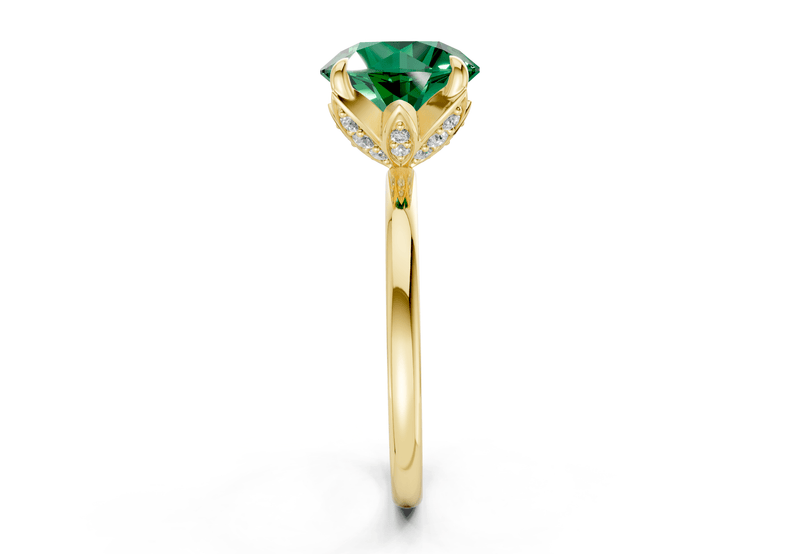 Skye Emerald Gemstone Solitaire Round Cut 1.8mm Engagement Ring - Ring Premier