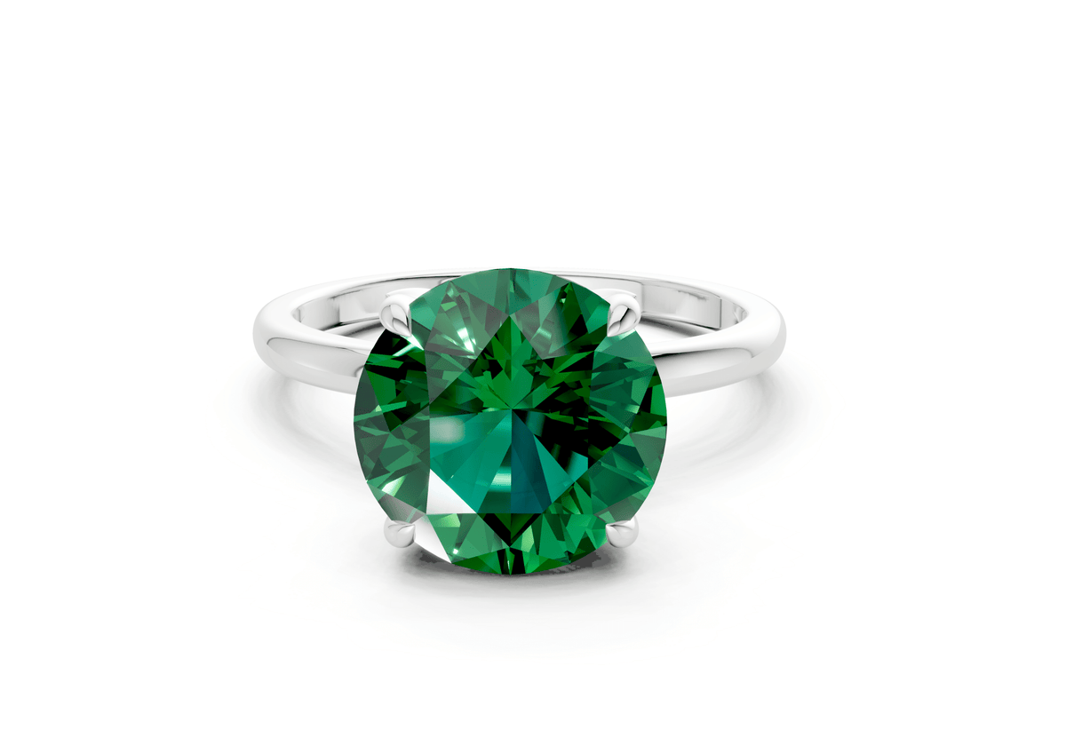 Skye Emerald Gemstone Solitaire Round Cut 1.8mm Engagement Ring