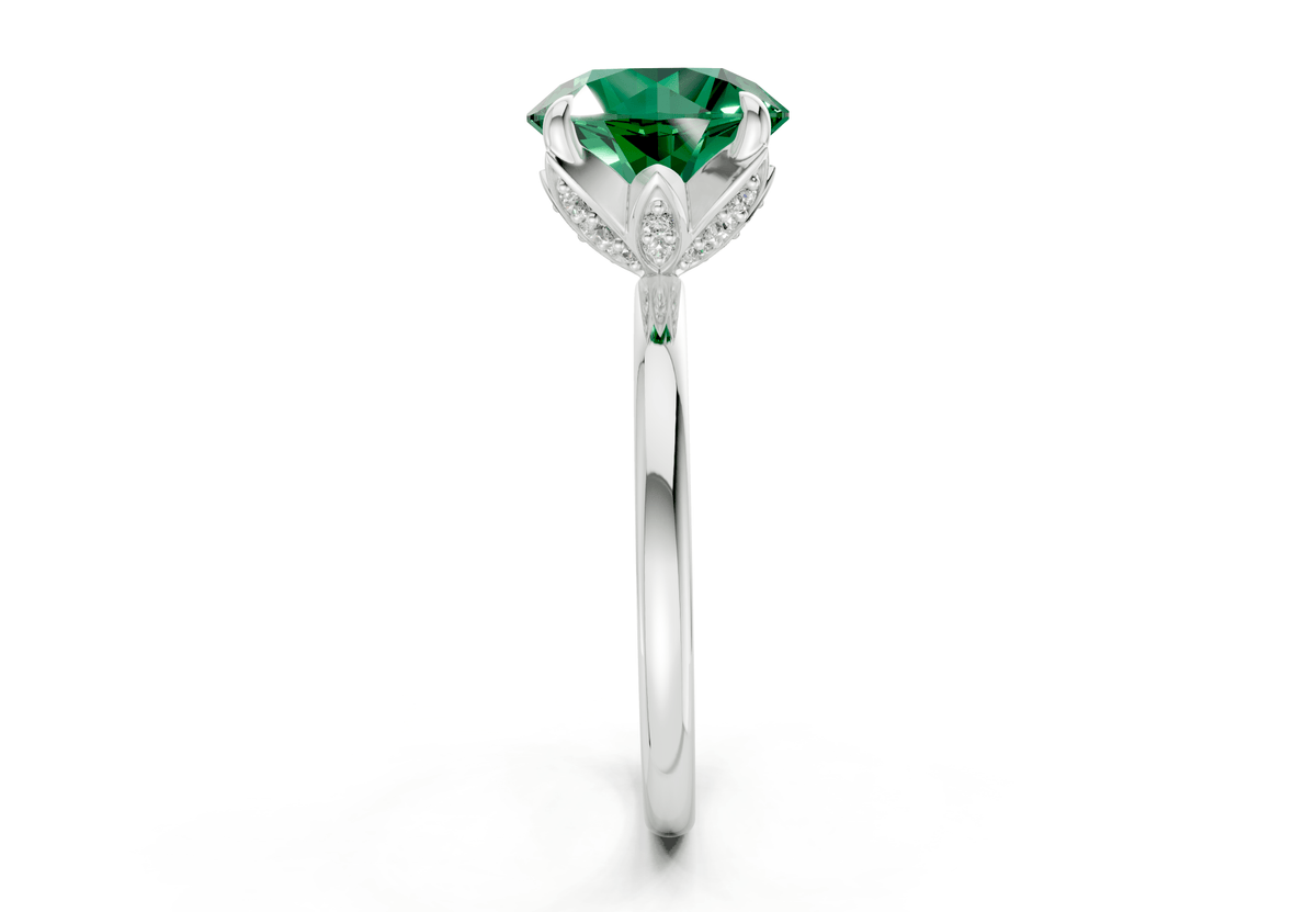 Skye Emerald Gemstone Solitaire Round Cut 1.8mm Engagement Ring