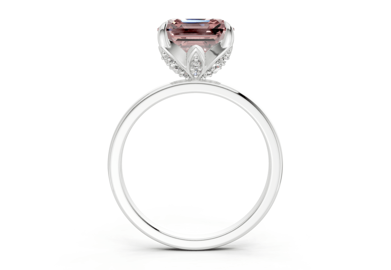 Skye Pink Diamond Solitaire Asscher Cut 1.8mm Engagement Ring - Ring Premier