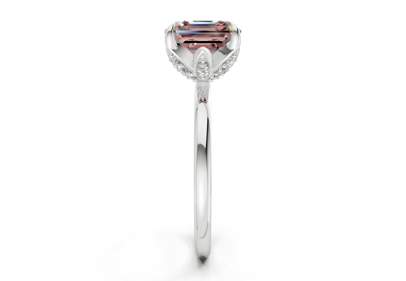 Skye Pink Diamond Solitaire Asscher Cut 1.8mm Engagement Ring - Ring Premier