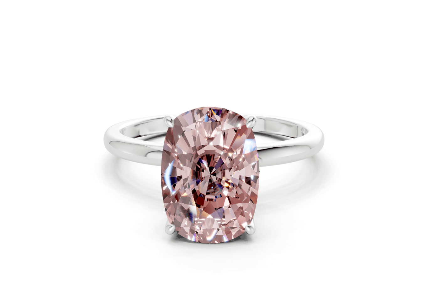 Skye Pink Diamond Solitaire Elongated Cushion Cut 1.8mm Engagement Ring