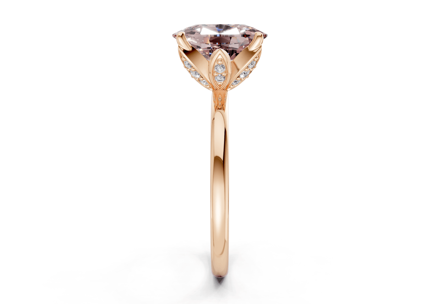 Skye Pink Diamond Solitaire Elongated Cushion Cut 1.8mm Engagement Ring