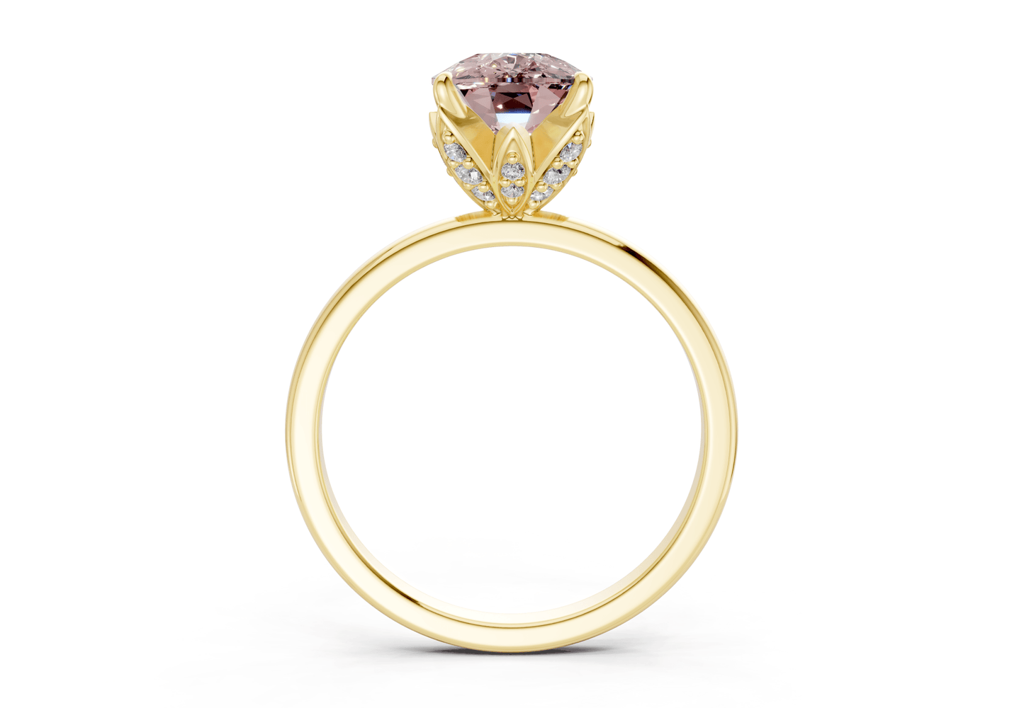 Skye Pink Diamond Solitaire Elongated Cushion Cut 1.8mm Engagement Ring - Ring Premier