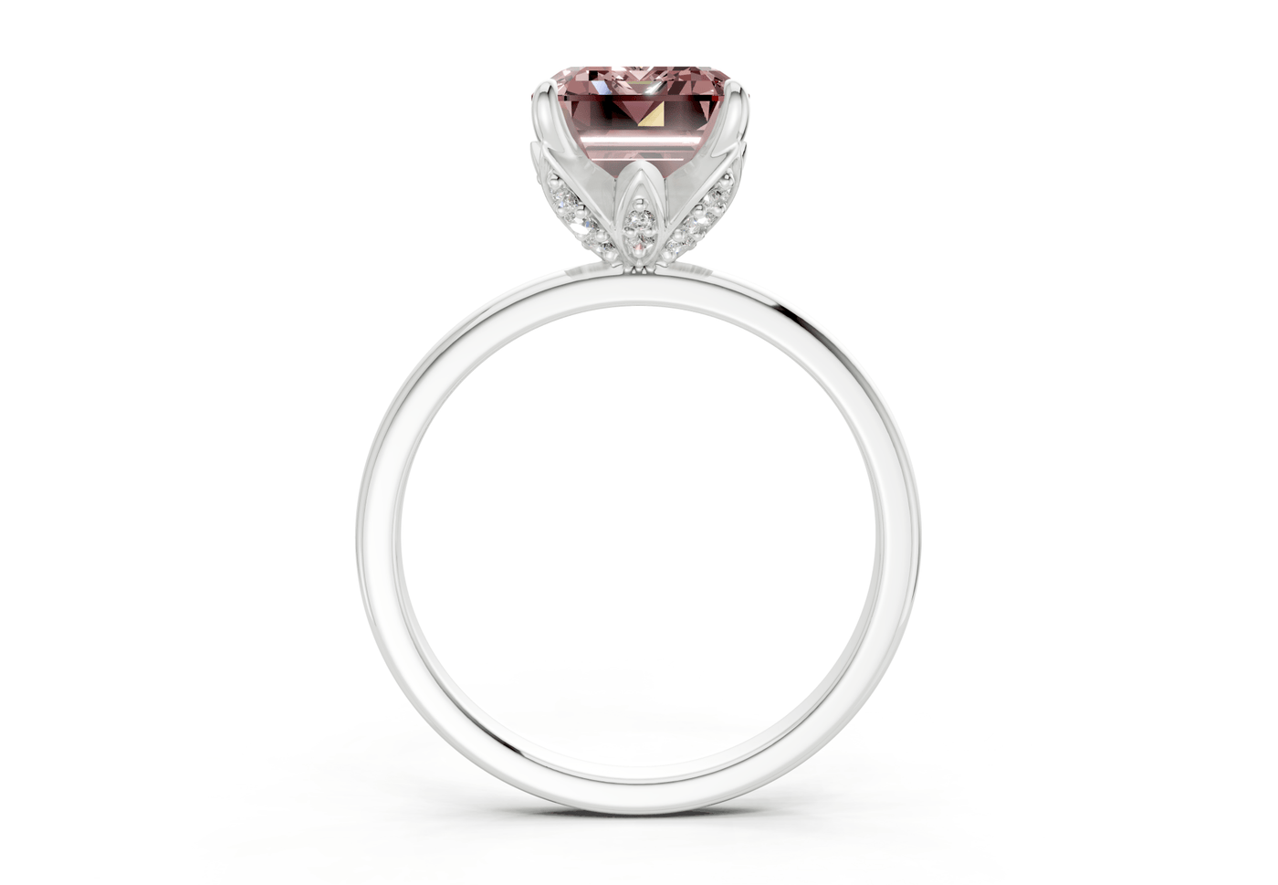 Skye Pink Diamond Solitaire Emerald Cut 1.8mm Engagement Ring