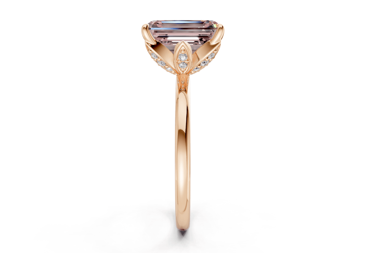 Skye Pink Diamond Solitaire Emerald Cut 1.8mm Engagement Ring