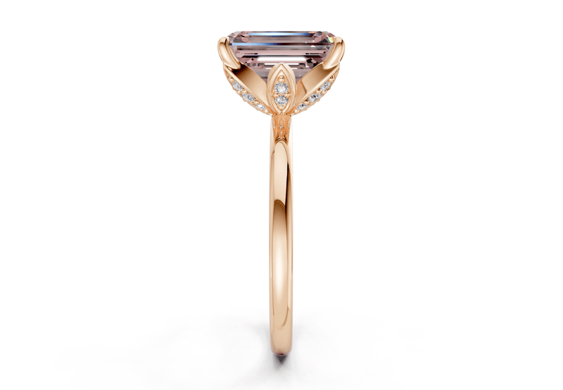 Skye Pink Diamond Solitaire Emerald Cut 1.8mm Engagement Ring - Ring Premier