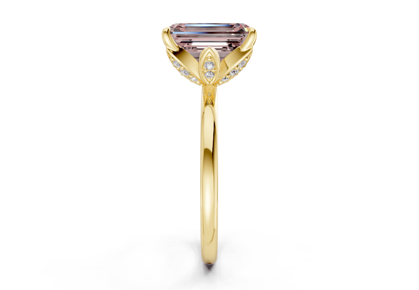 Skye Pink Diamond Solitaire Emerald Cut 1.8mm Engagement Ring