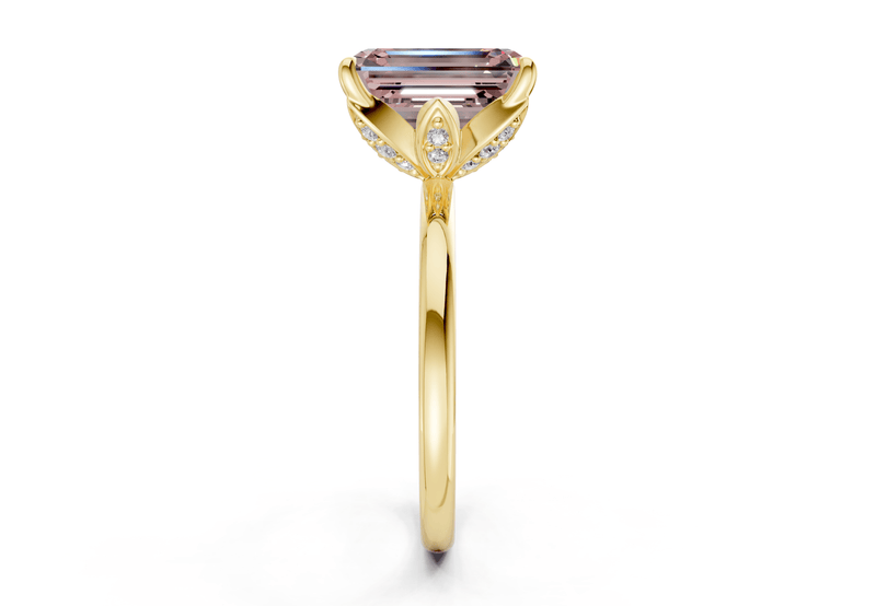 Skye Pink Diamond Solitaire Emerald Cut 1.8mm Engagement Ring - Ring Premier