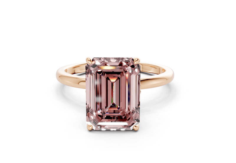 Skye Pink Diamond Solitaire Emerald Cut 1.8mm Engagement Ring - Ring Premier
