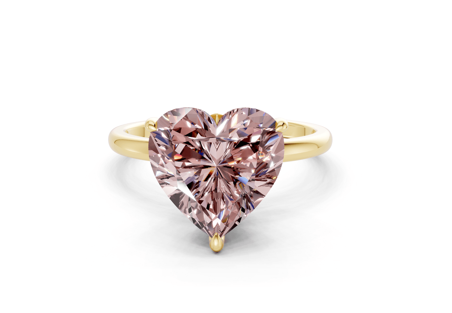 Skye Pink Diamond Solitaire Heart Cut 1.8mm Engagement Ring - Ring Premier