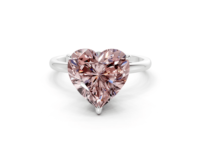 Skye Pink Diamond Solitaire Heart Cut 1.8mm Engagement Ring - Ring Premier
