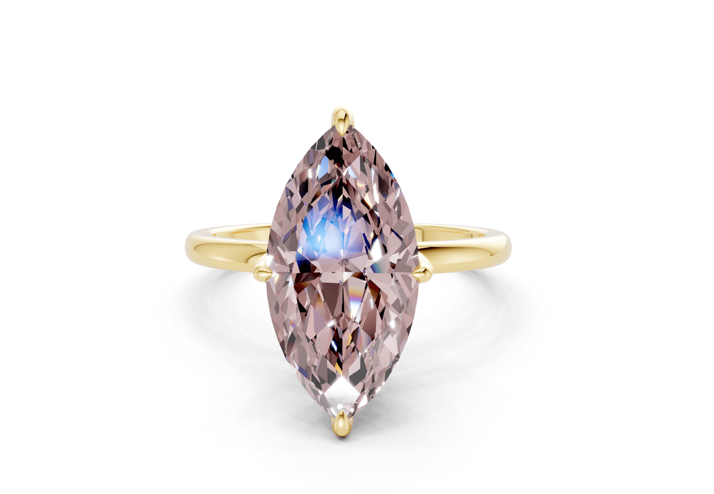 Skye Pink Diamond Solitaire Marquise Cut 1.8mm Engagement Ring - Ring Premier
