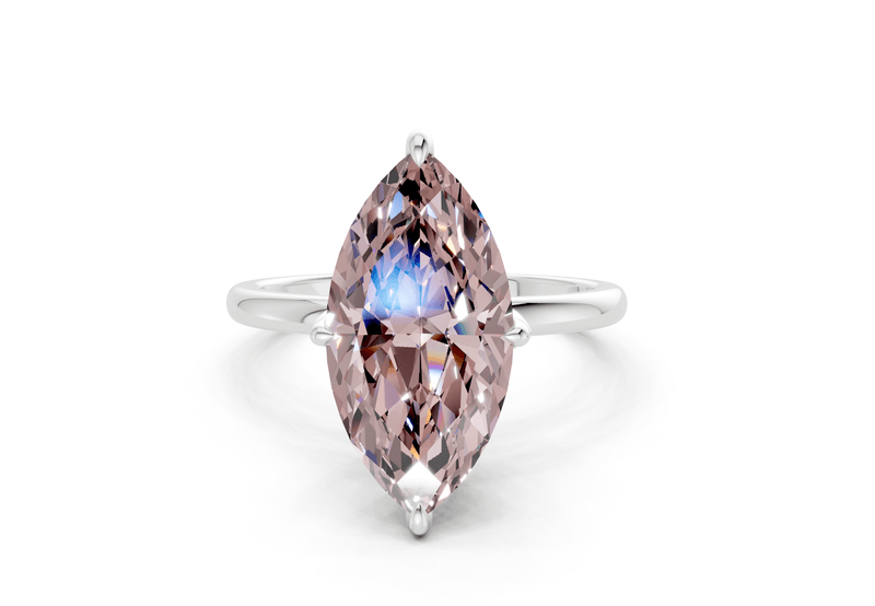 Skye Pink Diamond Solitaire Marquise Cut 1.8mm Engagement Ring - Ring Premier