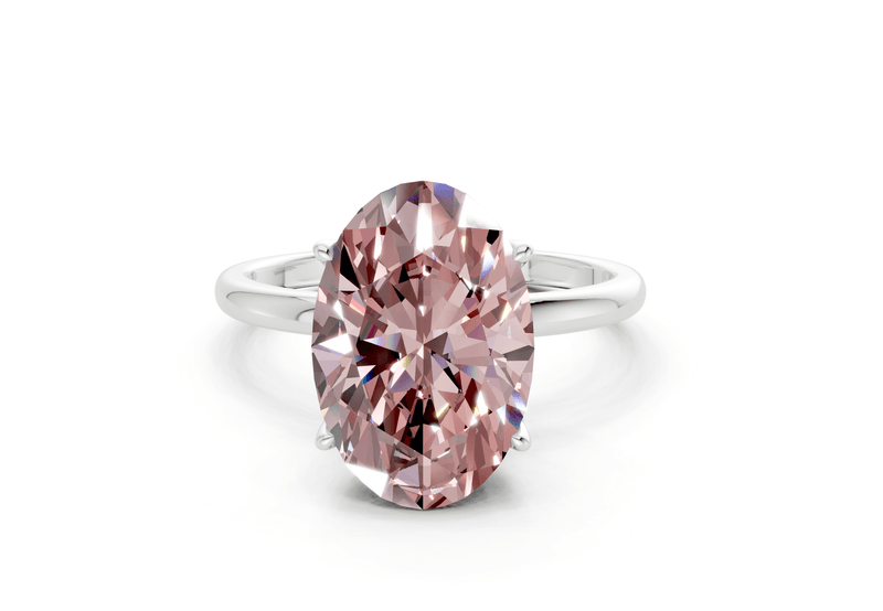 Skye Pink Diamond Solitaire Oval Cut 1.8mm Engagement Ring - Ring Premier