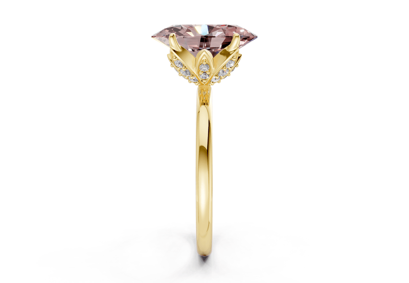 Skye Pink Diamond Solitaire Oval Cut 1.8mm Engagement Ring - Ring Premier
