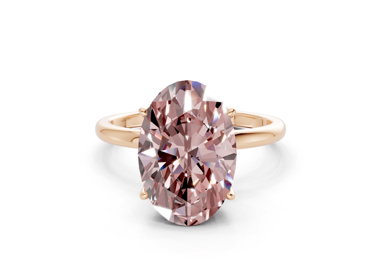 Skye Pink Diamond Solitaire Oval Cut 1.8mm Engagement Ring - Ring Premier