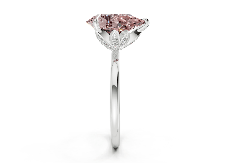 Skye Pink Diamond Solitaire Pear Cut 1.8mm Engagement Ring - Ring Premier