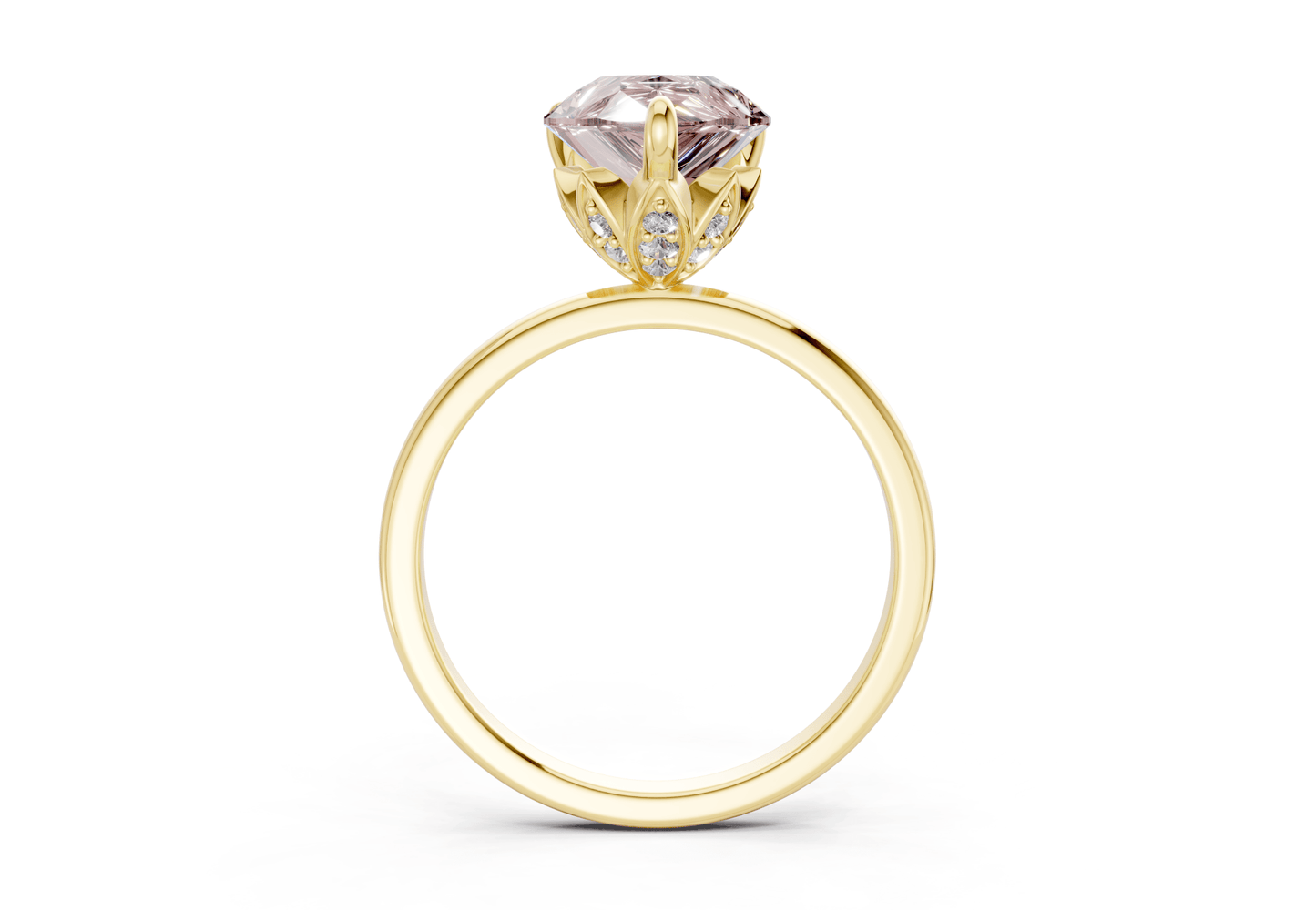 Skye Pink Diamond Solitaire Pear Cut 1.8mm Engagement Ring - Ring Premier