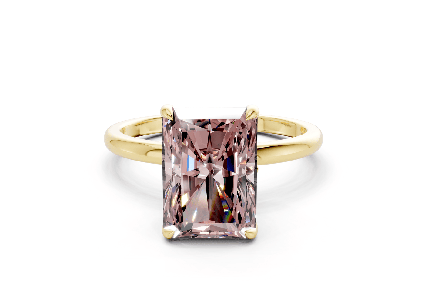 Skye Pink Diamond Solitaire Radiant Cut 1.8mm Engagement Ring - Ring Premier