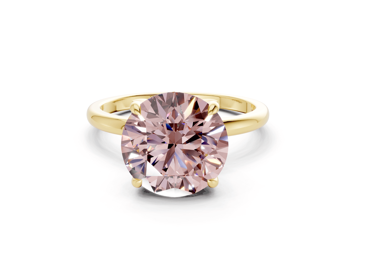 Skye Pink Diamond Solitaire Round Cut 1.8mm Engagement Ring - Ring Premier