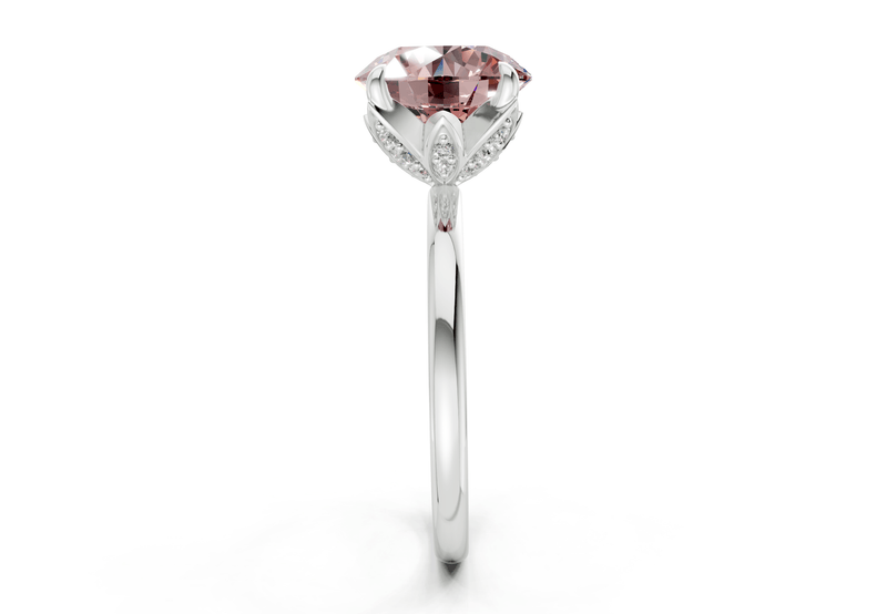 Skye Pink Diamond Solitaire Round Cut 1.8mm Engagement Ring - Ring Premier