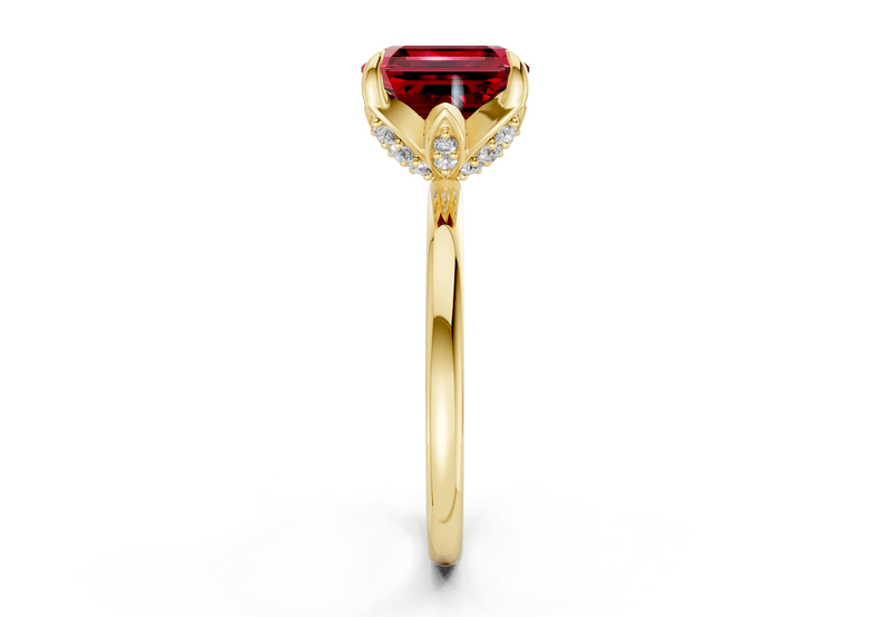 Skye Ruby Gemstone Solitaire Asscher Cut 1.8mm Engagement Ring - Ring Premier