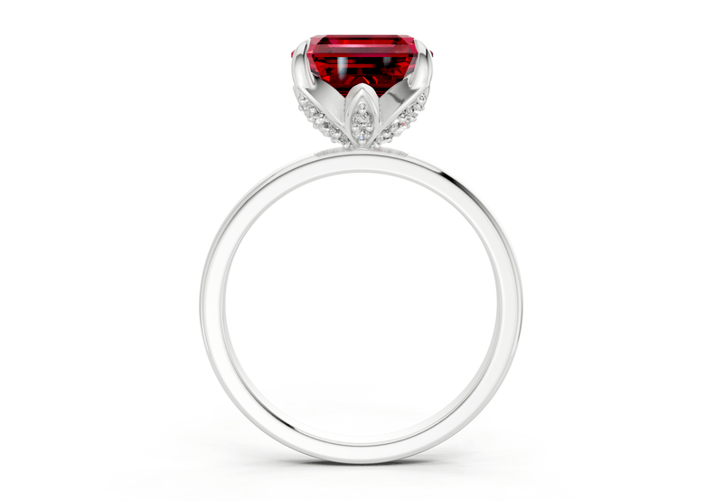 Skye Ruby Gemstone Solitaire Asscher Cut 1.8mm Engagement Ring - Ring Premier