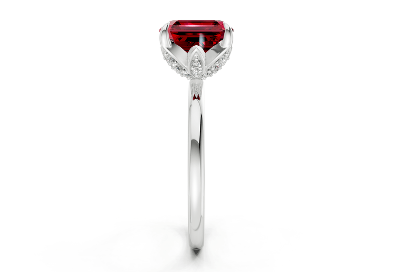 Skye Ruby Gemstone Solitaire Asscher Cut 1.8mm Engagement Ring - Ring Premier