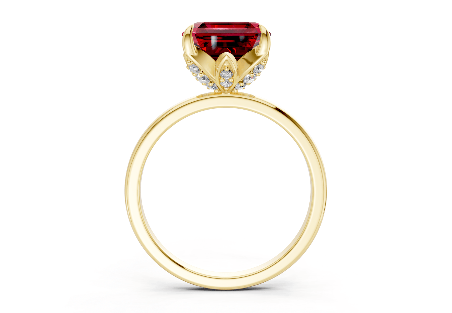 Skye Ruby Gemstone Solitaire Asscher Cut 1.8mm Engagement Ring - Ring Premier